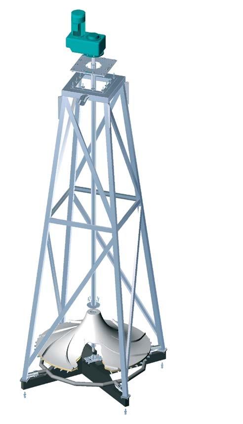 Render konstrukcji HYPERCAGE - kosz stalowy + napęd + korpus mieszadła